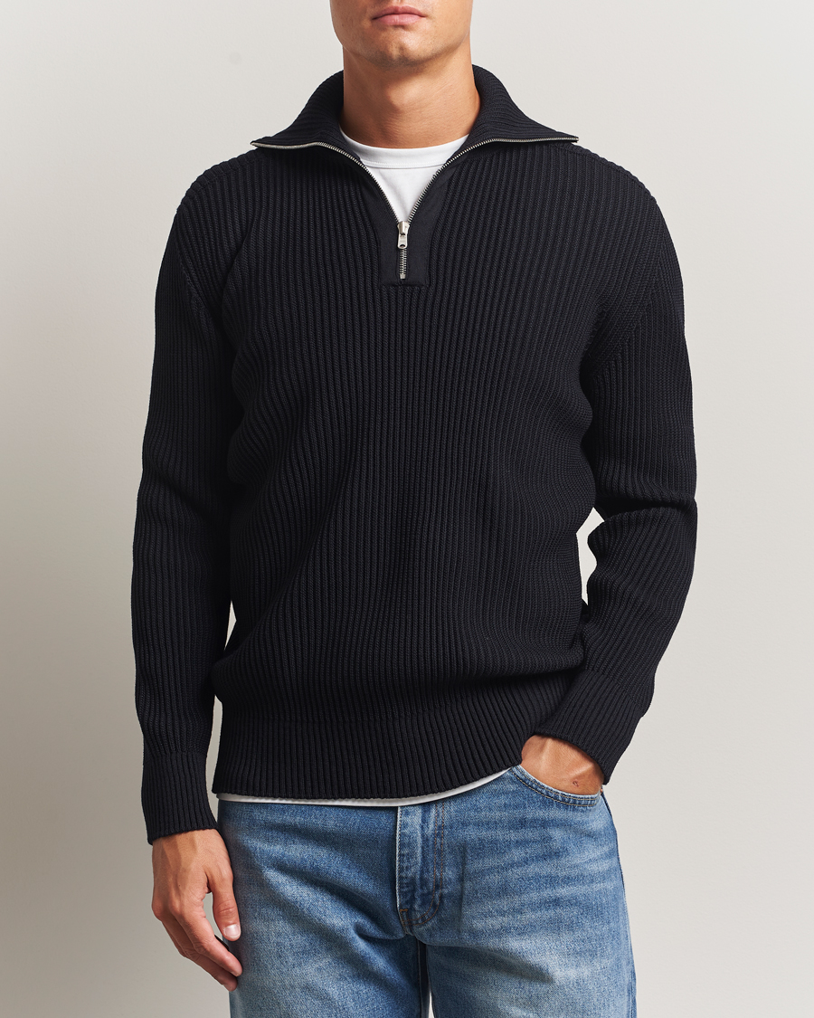 Men | Sweaters & Knitwear | S.N.S. Herning | Fender Wool Half-Zip Navy