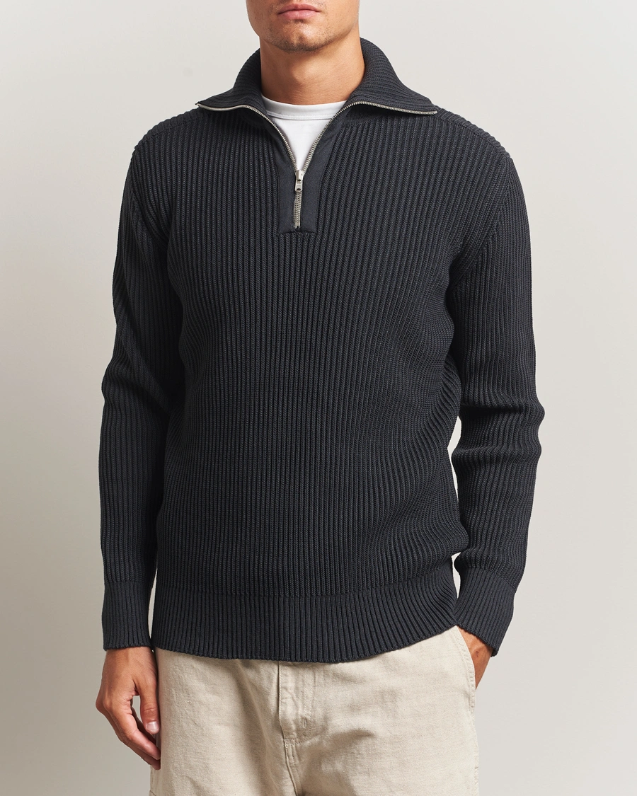 Men | Sweaters & Knitwear | S.N.S. Herning | Fender Wool Half-Zip Molten Grey