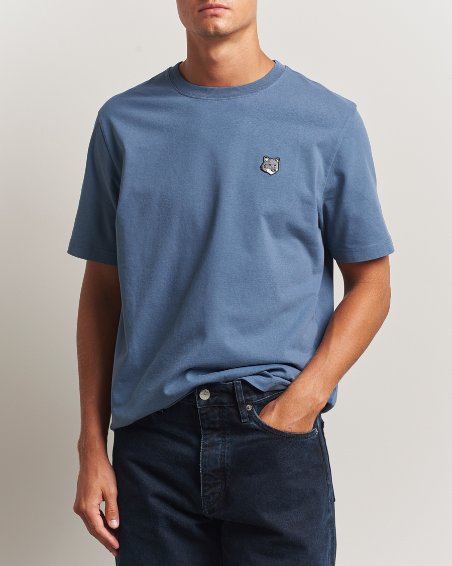 Men | T-Shirts | Maison Kitsuné | Grey Fox Head T-Shirt Seine Blue