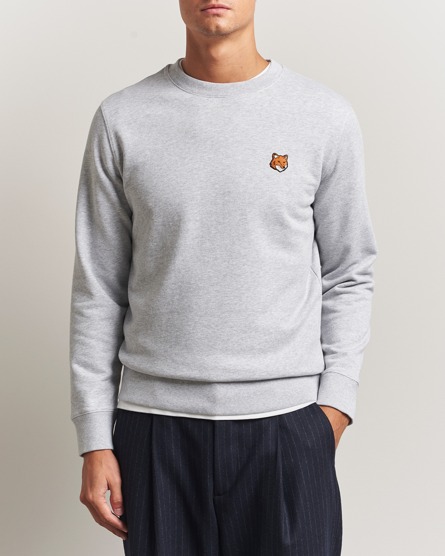 Men | Sweaters & Knitwear | Maison Kitsuné | Fox Head Sweatshirt Light Grey Melange