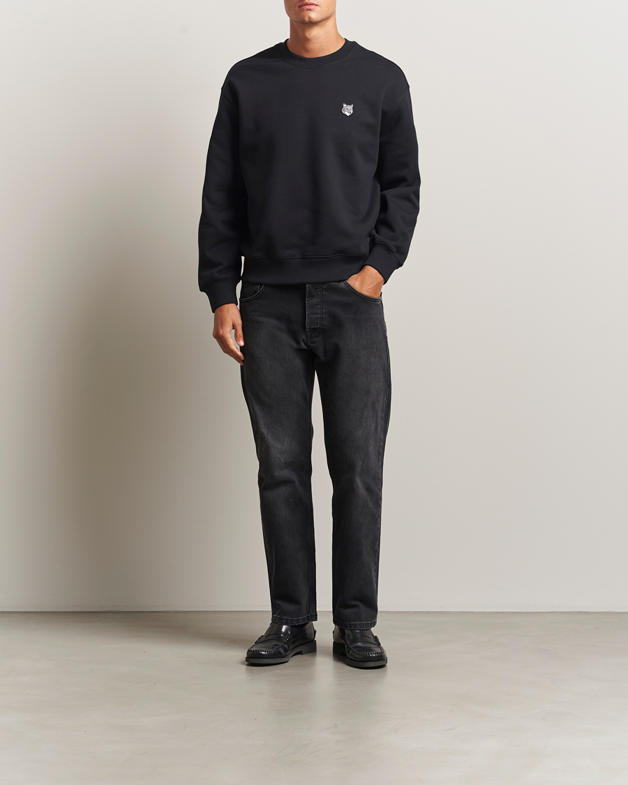 Men | Sweaters & Knitwear | Maison Kitsuné | Grey Fox Head Sweatshirt Black