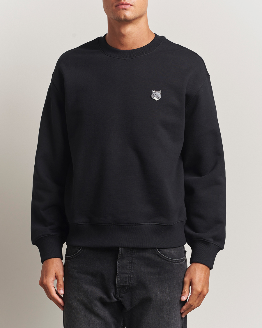 Men | Sweaters & Knitwear | Maison Kitsuné | Grey Fox Head Sweatshirt Black