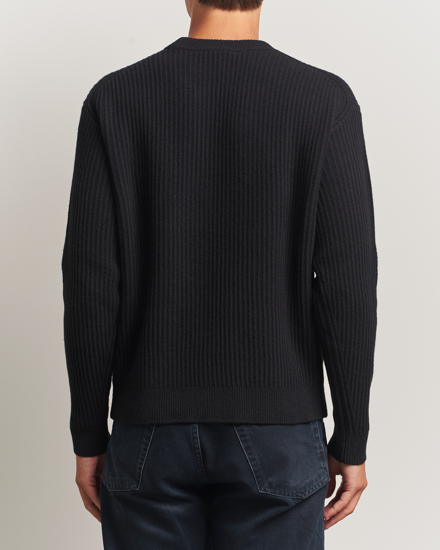 Men | Sweaters & Knitwear | Maison Kitsuné | Tonal Fox Head Wool Ribbed Sweater Black