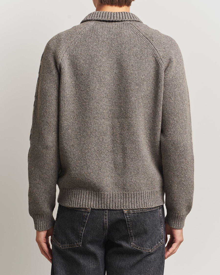 Men | Sweaters & Knitwear | Maison Kitsuné | College Wool Knitted Full Zip Medium Grey Melange