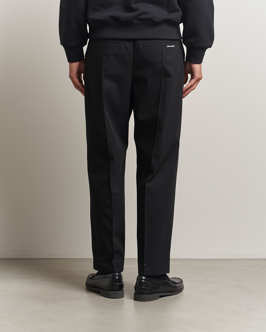 Men | Trousers | Maison Kitsuné | Cotton Twill Pleated Drawstring Trousers Black
