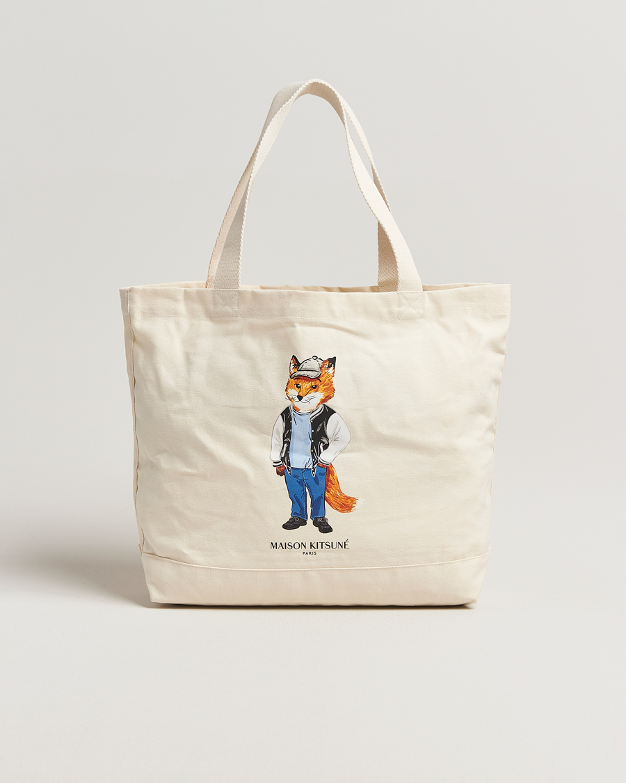 Men | Bags | Maison Kitsuné | Dressed Fox Tote Bag Ecru
