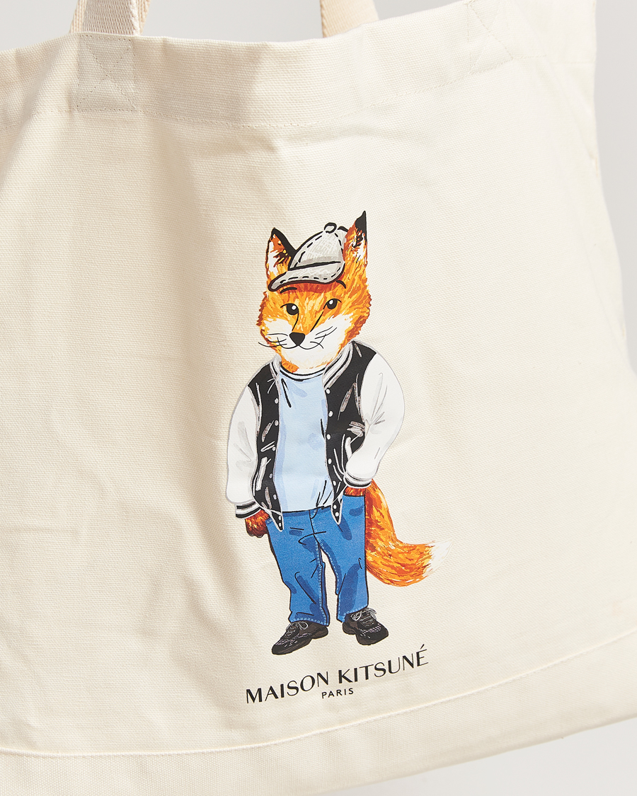 Men | Bags | Maison Kitsuné | Dressed Fox Tote Bag Ecru