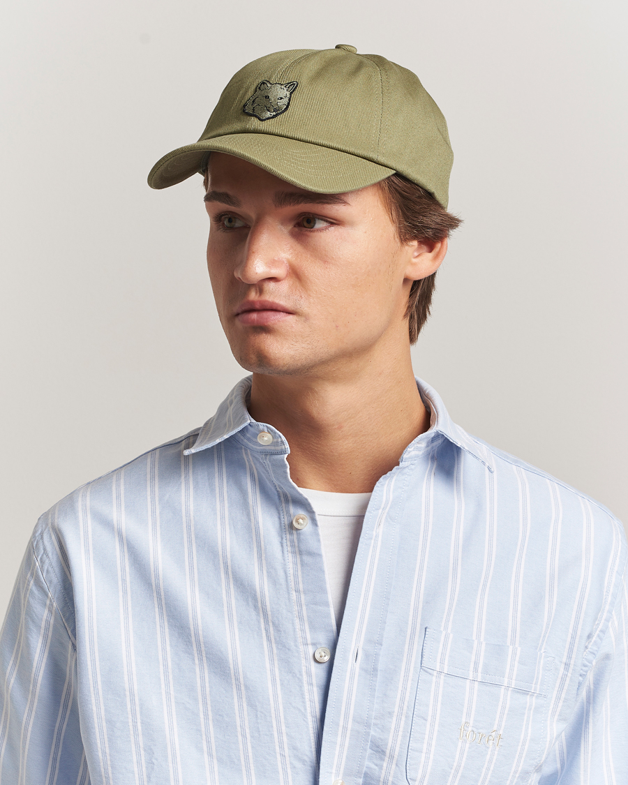 Men | Hats & Caps | Maison Kitsuné | Tonal Fox Head Cap Laurel Green