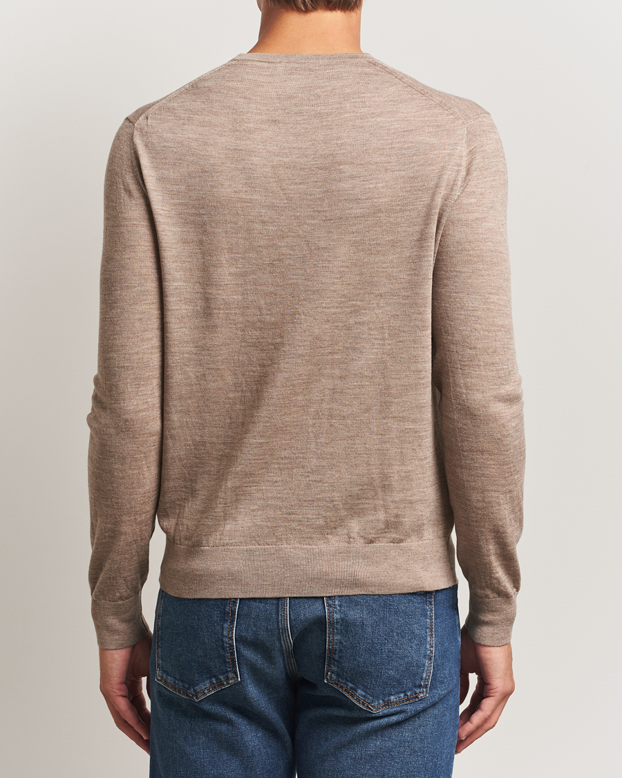 Men | Sweaters & Knitwear | Tiger of Sweden | Connor Extra Fine Merino Crew Neck Pullover Beige Melange