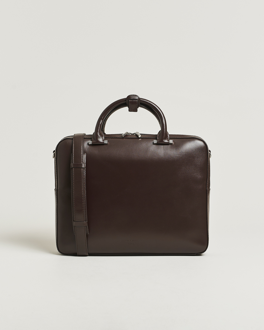 Men | Bags | Tiger of Sweden | Valise Smooth Leather Briefcase Dark Brown