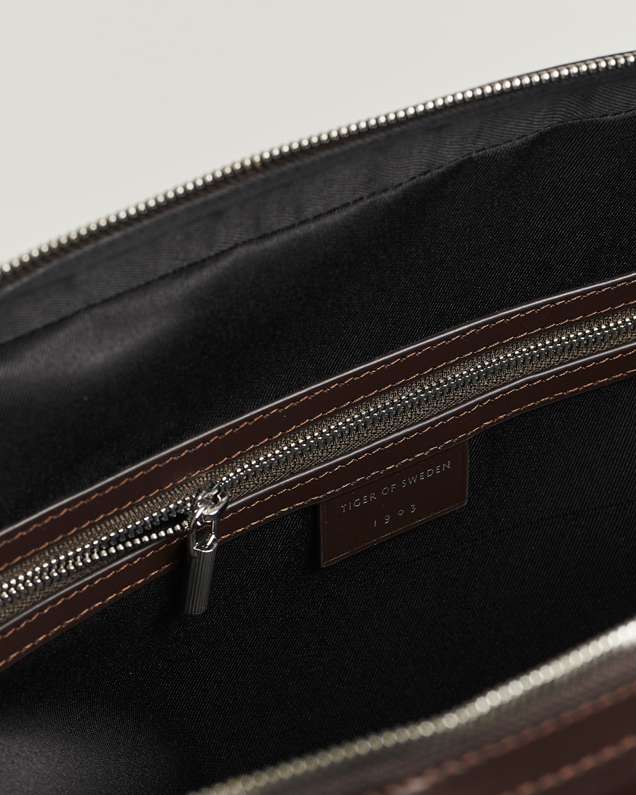 Men | Bags | Tiger of Sweden | Valise Smooth Leather Briefcase Dark Brown