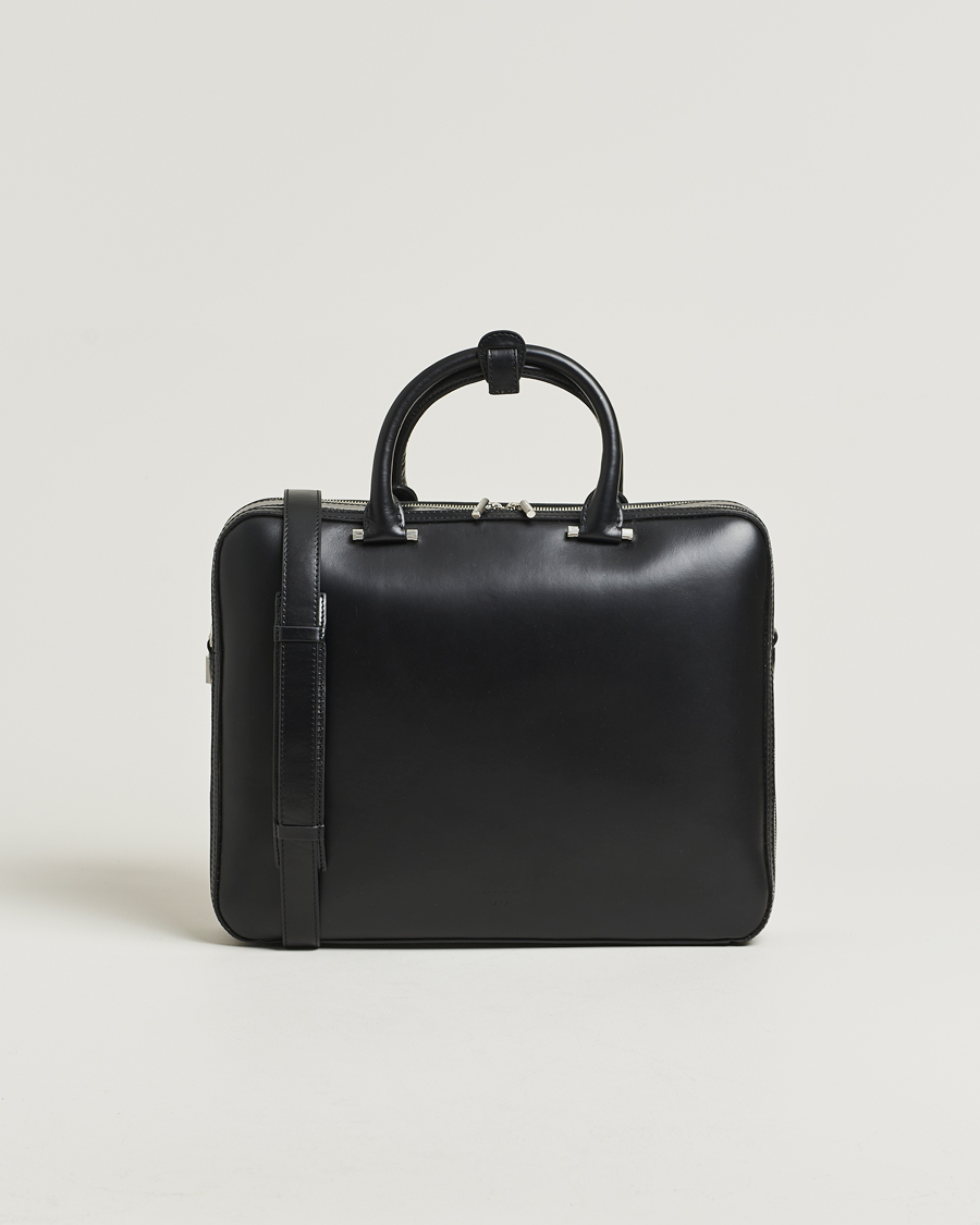 Men | Bags | Tiger of Sweden | Valise Smooth Leather Double Zip Briefcase Black