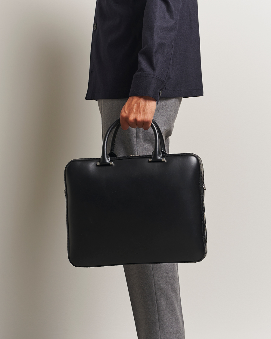 Men | Bags | Tiger of Sweden | Valise Smooth Leather Double Zip Briefcase Black