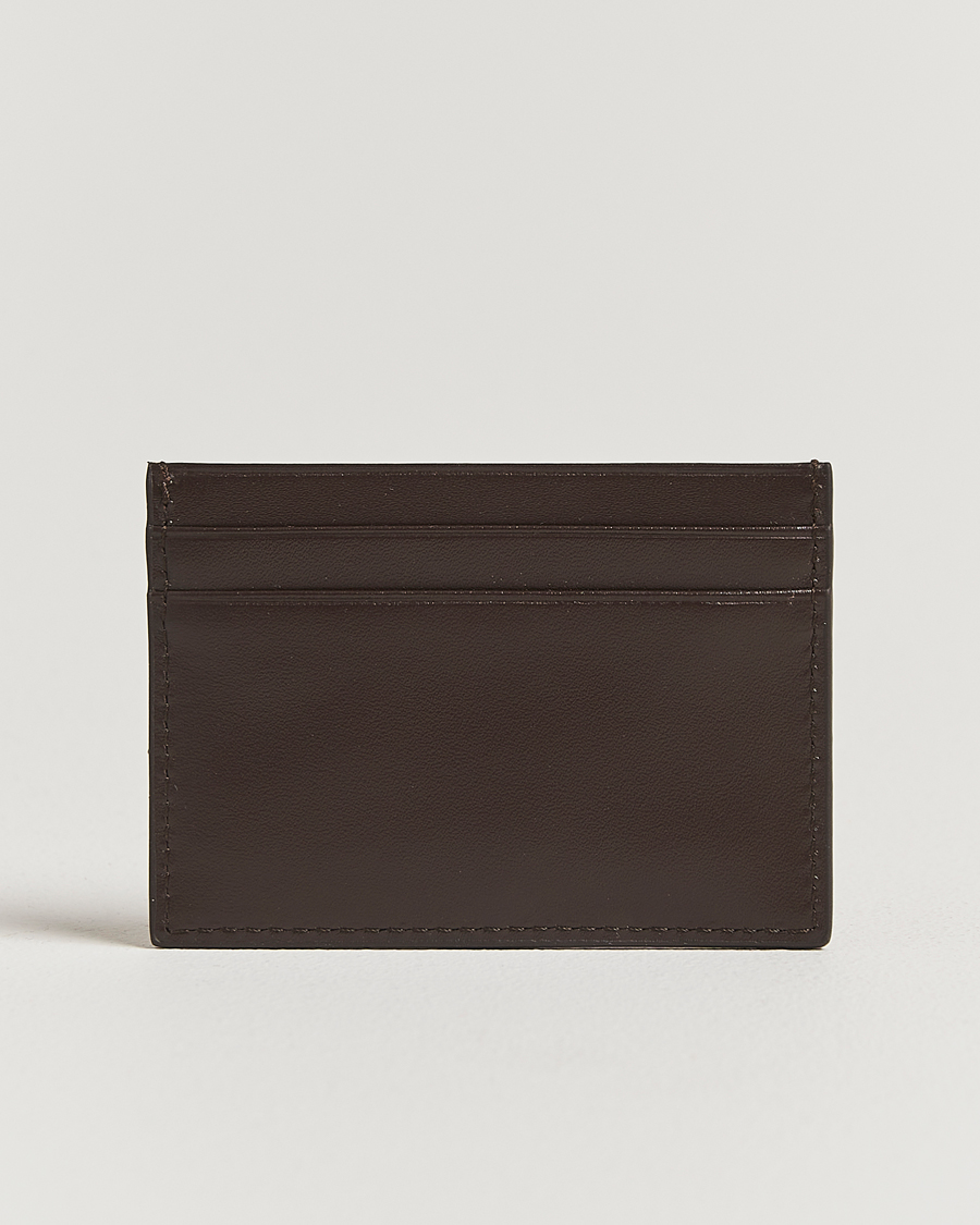 Men | Wallets | Tiger of Sweden | Wake Grained Leather Card Holder Dark Brown