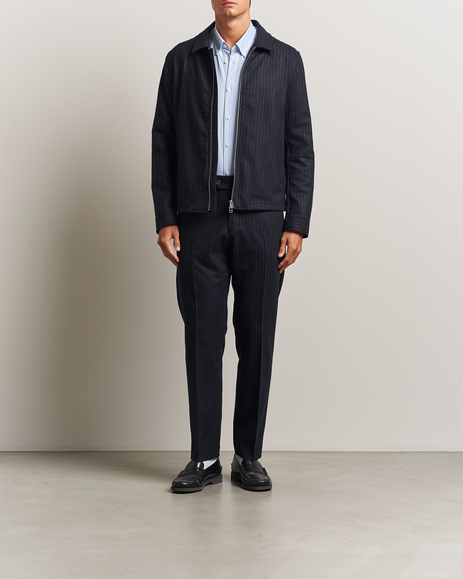 Men | Coats & Jackets | Tiger of Sweden | Barnaby Wool Pinstriped Jacket Blue Function