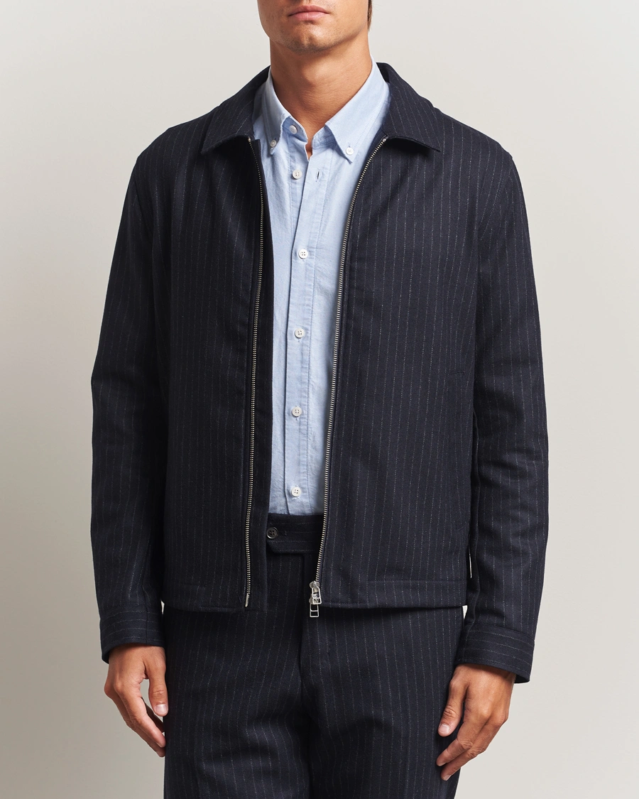 Men | Coats & Jackets | Tiger of Sweden | Barnaby Wool Pinstriped Jacket Blue Function