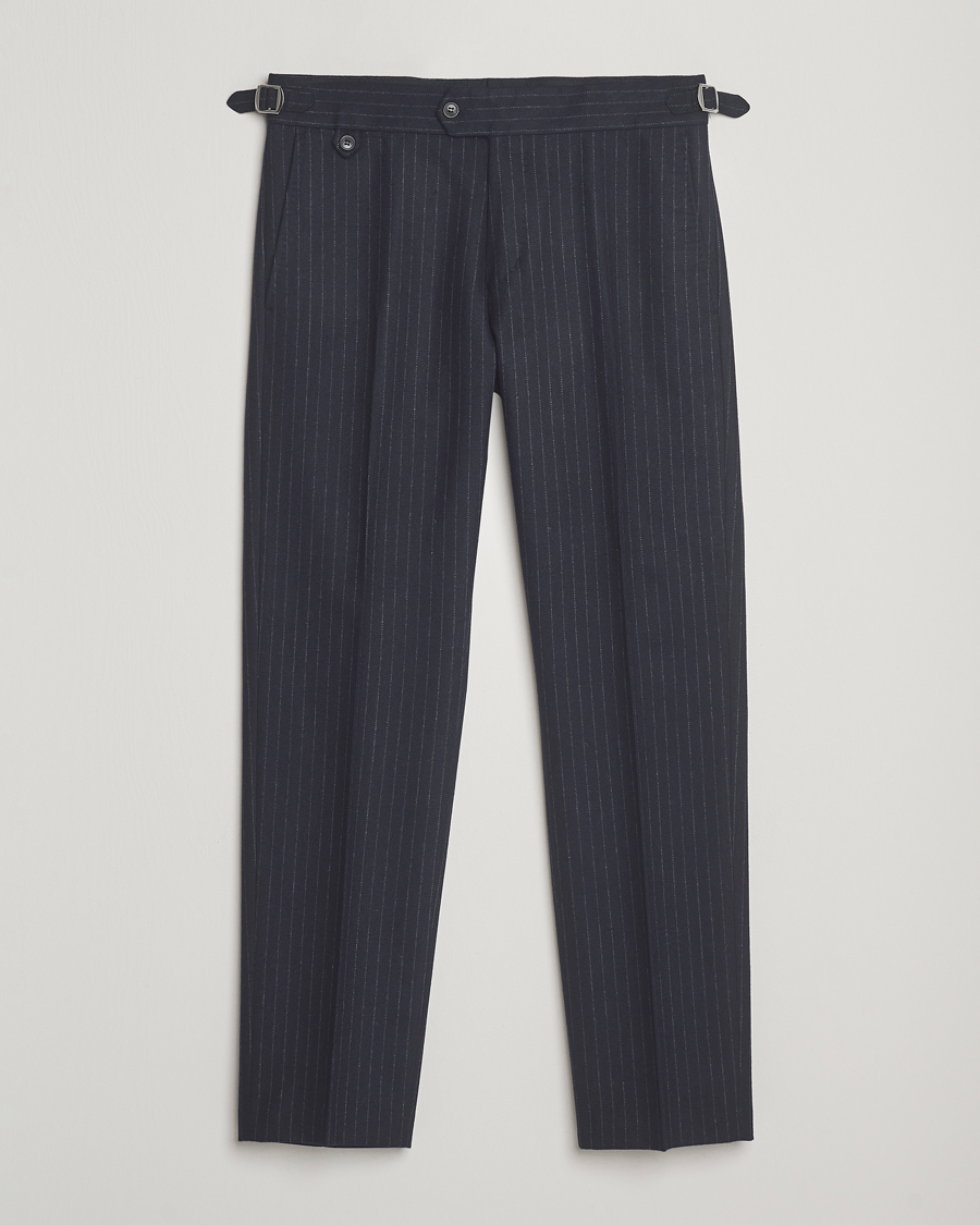 Men | Trousers | Tiger of Sweden | Tense Wool Pleated Pinstriped Trousers Blue Function