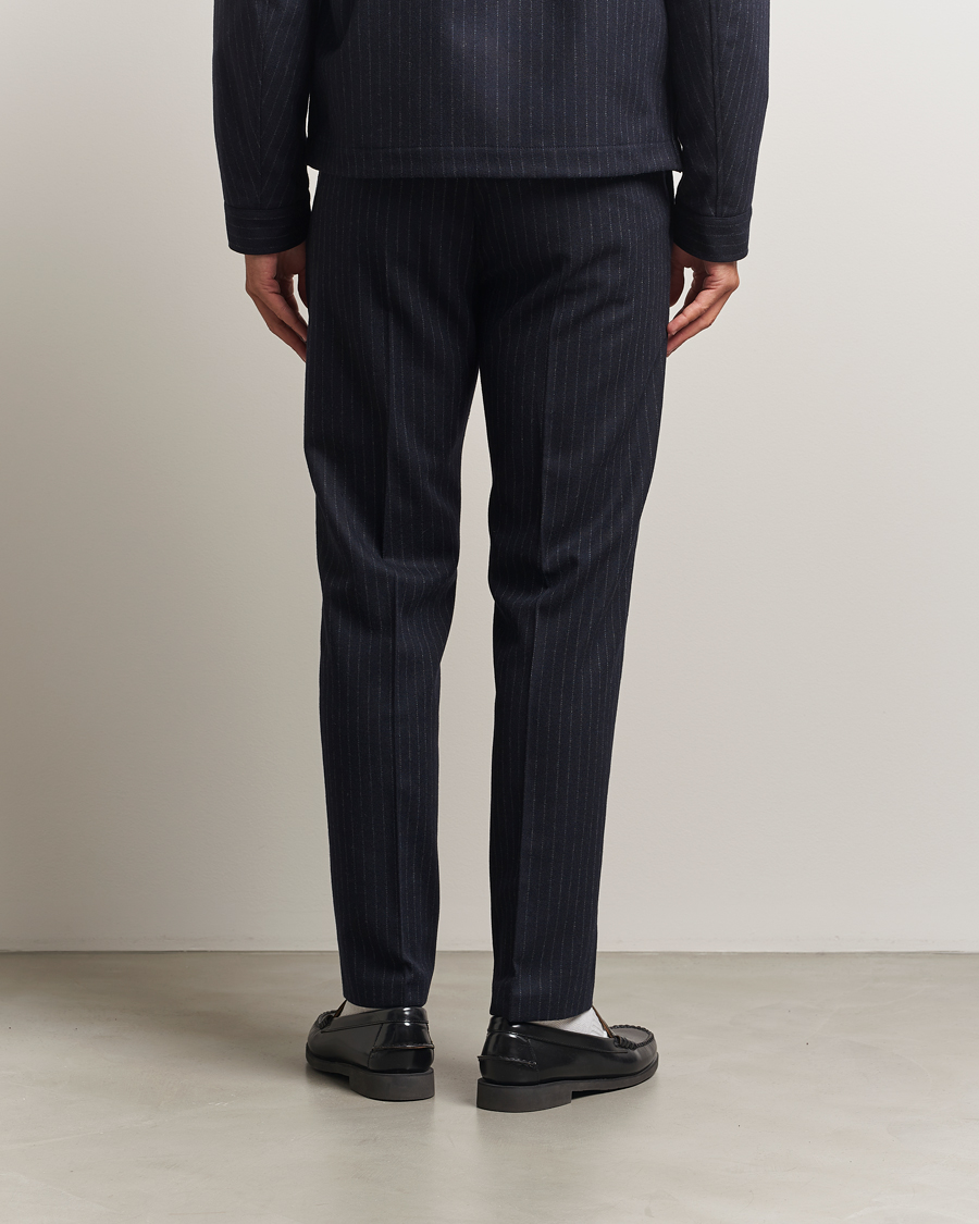 Men | Trousers | Tiger of Sweden | Tense Wool Pleated Pinstriped Trousers Blue Function