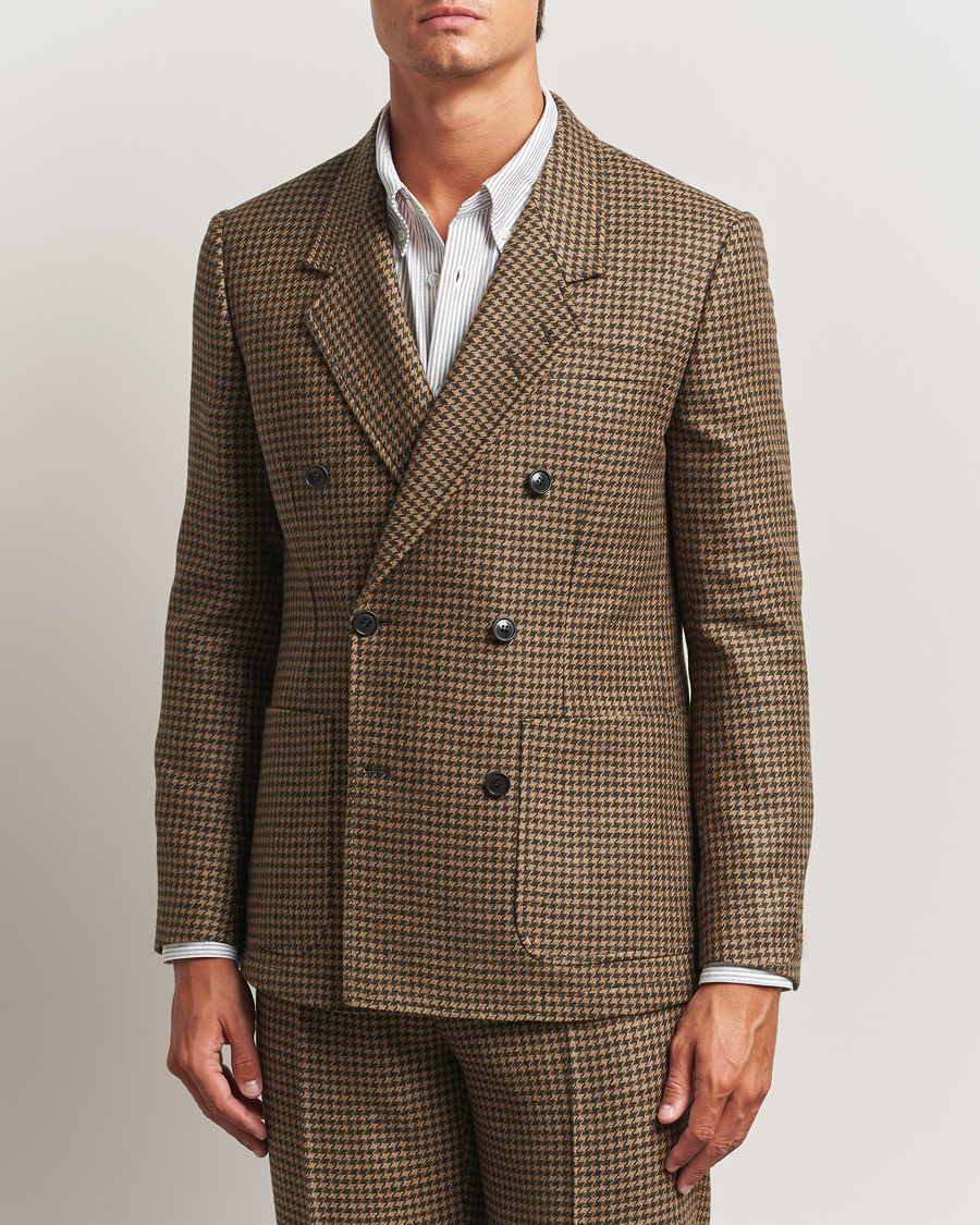 Men | Blazers | Tiger of Sweden | Jeen Swedish Wool Dogtooth Blazer Brown Olive