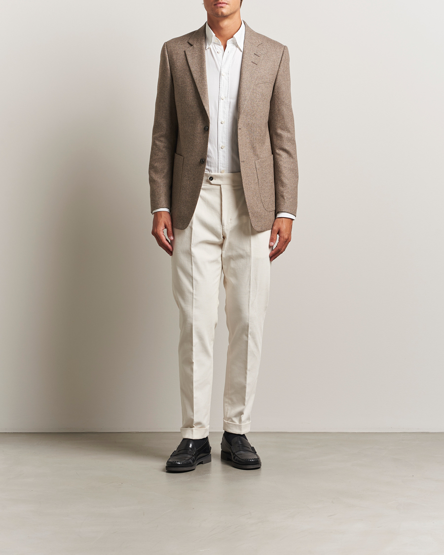 Men | Trousers | Tiger of Sweden | Tenuta Pleated Corduroy Trousers Light Ivory