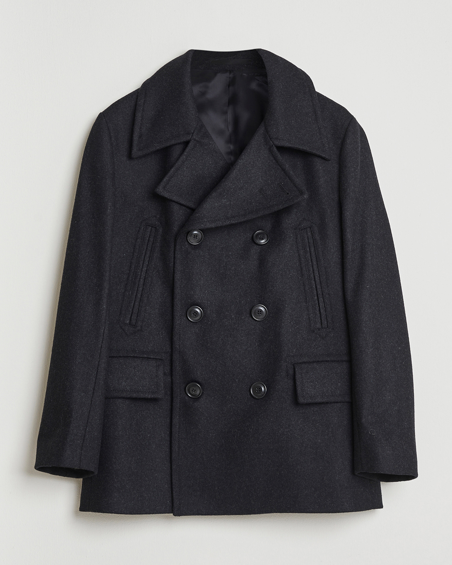 Men | Coats & Jackets | Tiger of Sweden | Mahler Wool/Cashmere Peacoat Charcoal