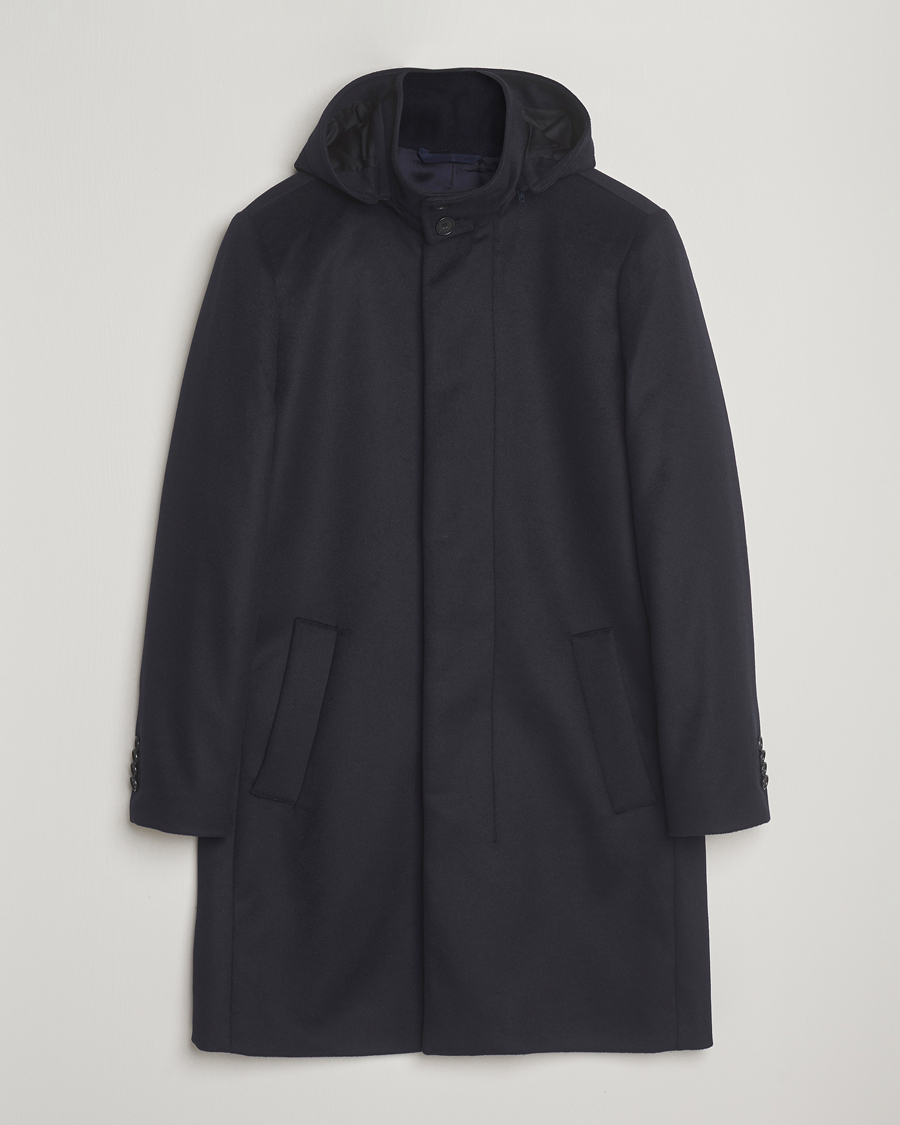 Men | Coats & Jackets | Tiger of Sweden | Aleric Wool/Cashmere Hooded Coat Light Ink