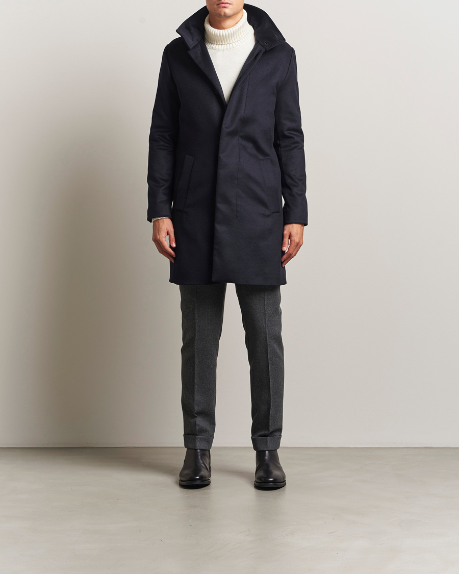 Men | Coats & Jackets | Tiger of Sweden | Aleric Wool/Cashmere Hooded Coat Light Ink
