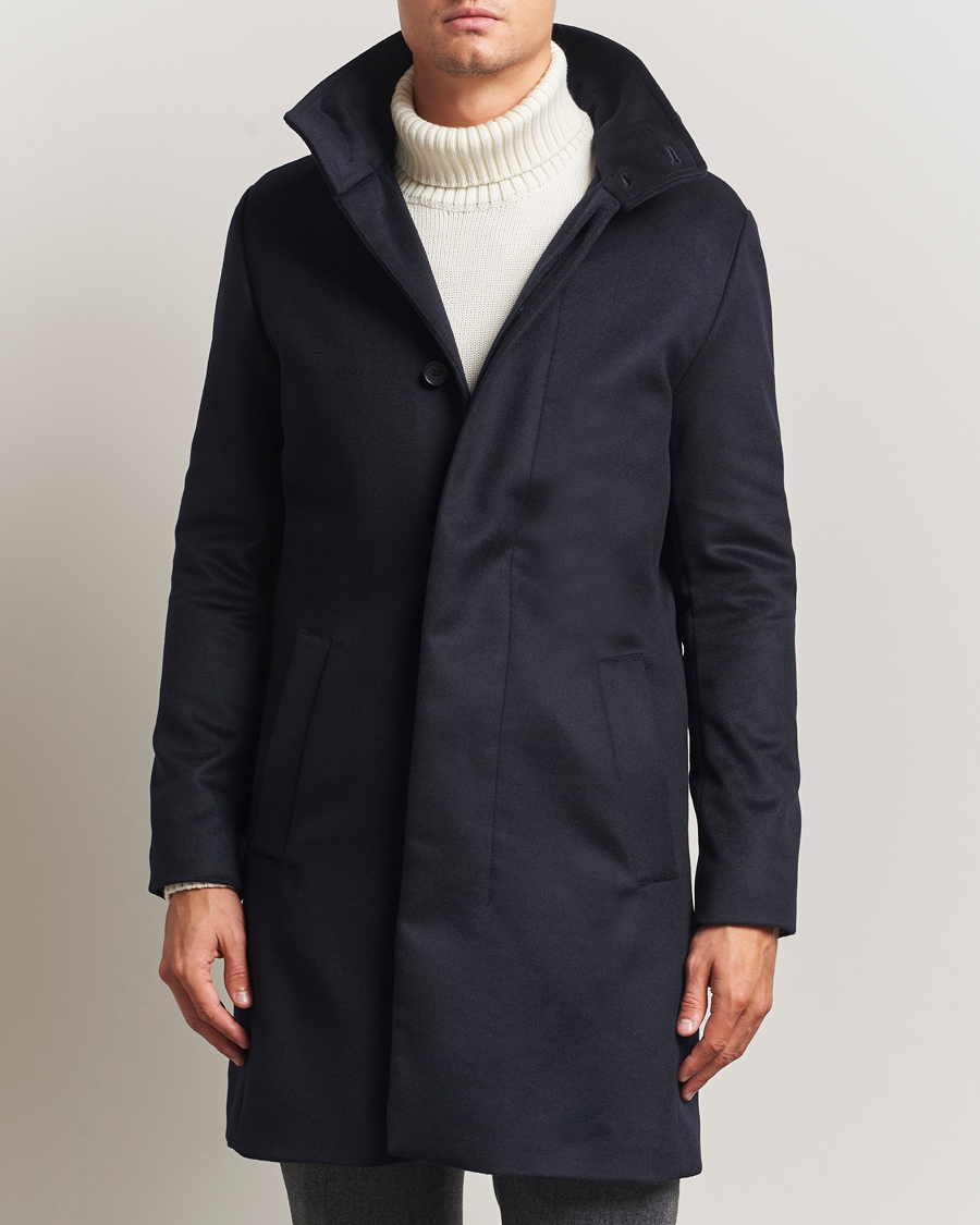 Men | Coats & Jackets | Tiger of Sweden | Aleric Wool/Cashmere Hooded Coat Light Ink
