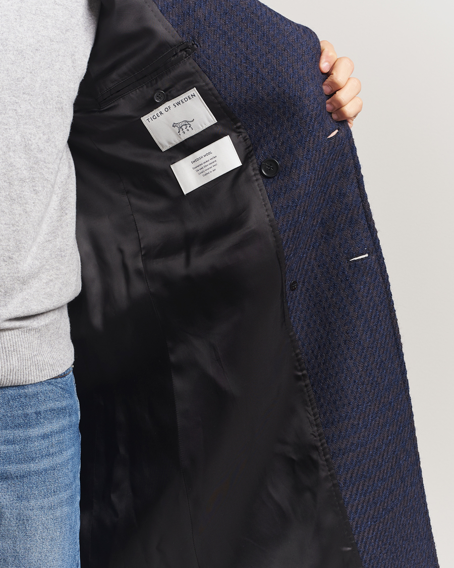 Men | Coats & Jackets | Tiger of Sweden | Hennri Swedish Wool Double Breasted Coat Light Ink