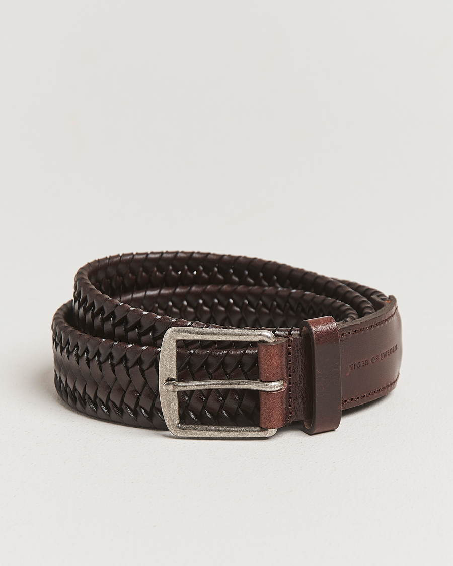 Men | Belts | Tiger of Sweden | Braidant Braided Belt Dark Brown