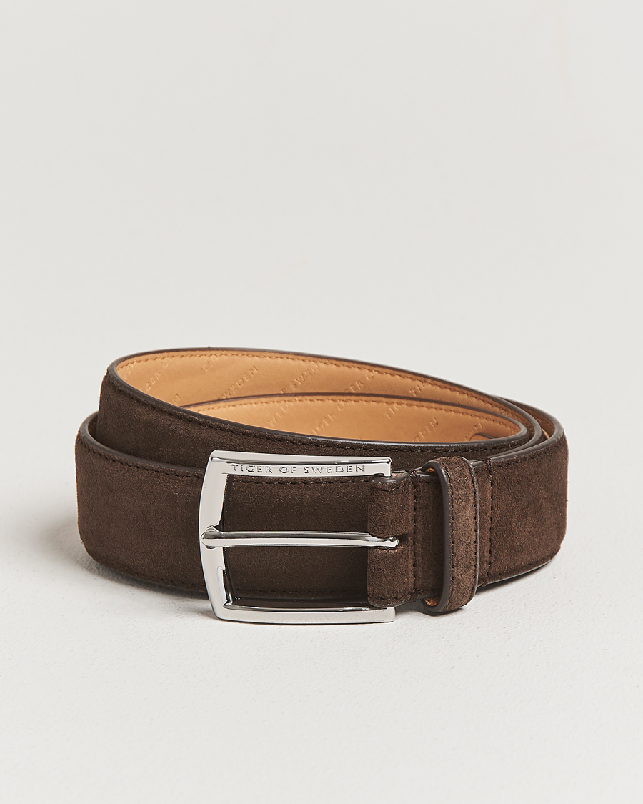 Men | Belts | Tiger of Sweden | Bergstroms Suede Belt Dark Brown