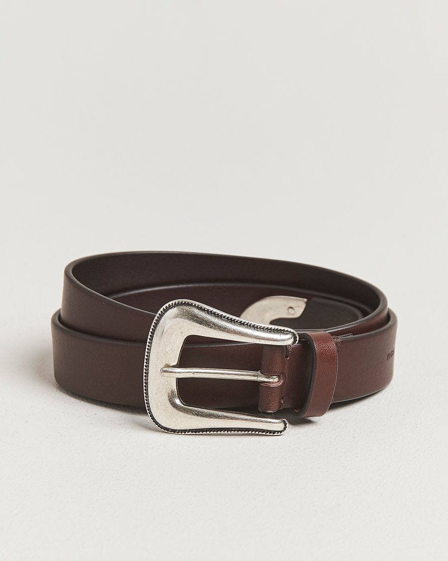 Men | Belts | Tiger of Sweden | Ecus Western Leather Belt Dark Brown