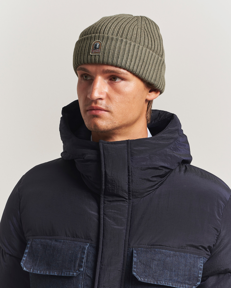 Men | Beanies | Parajumpers | Ribbed Hat Olive Grey