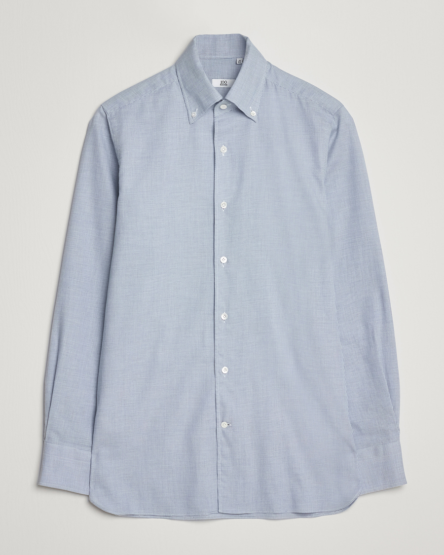 Men | Shirts | 100Hands | Micro Houndstooth Flannel Button Down Blue