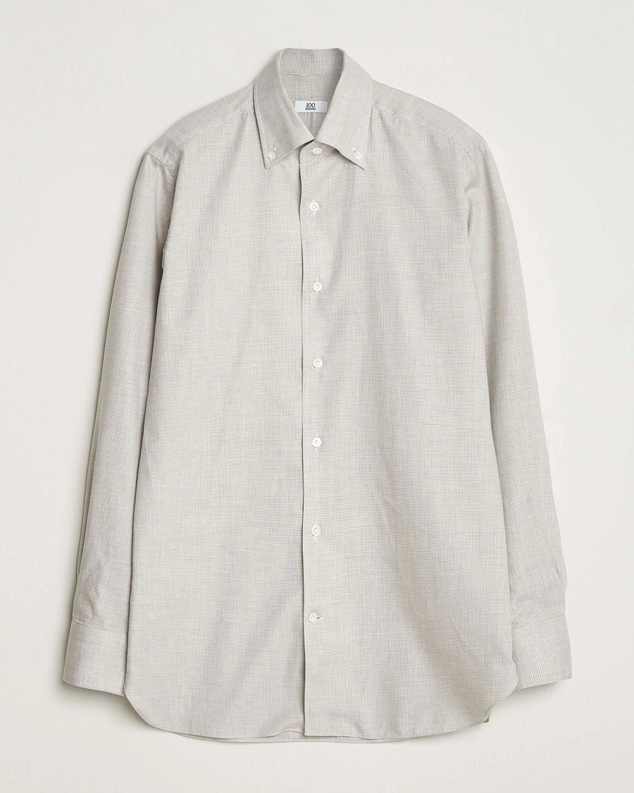 Men | Shirts | 100Hands | Micro Houndstooth Flannel Button Down Beige