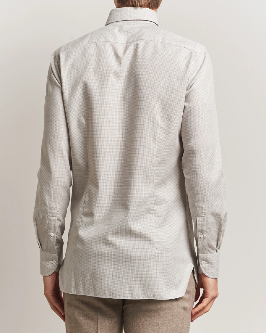 Men | Shirts | 100Hands | Micro Houndstooth Flannel Button Down Beige