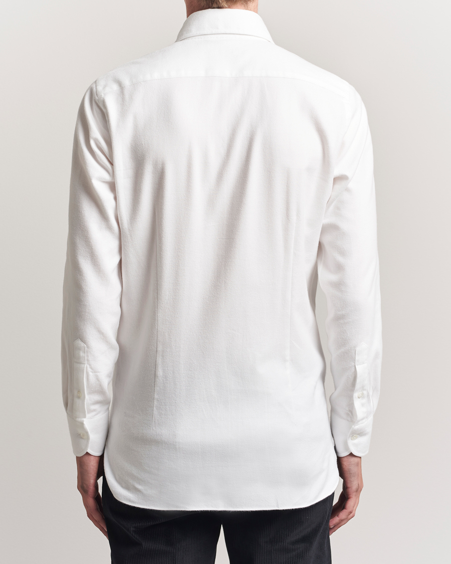 Men | Shirts | 100Hands | Herringbone Flannel Cut Away Shirt White