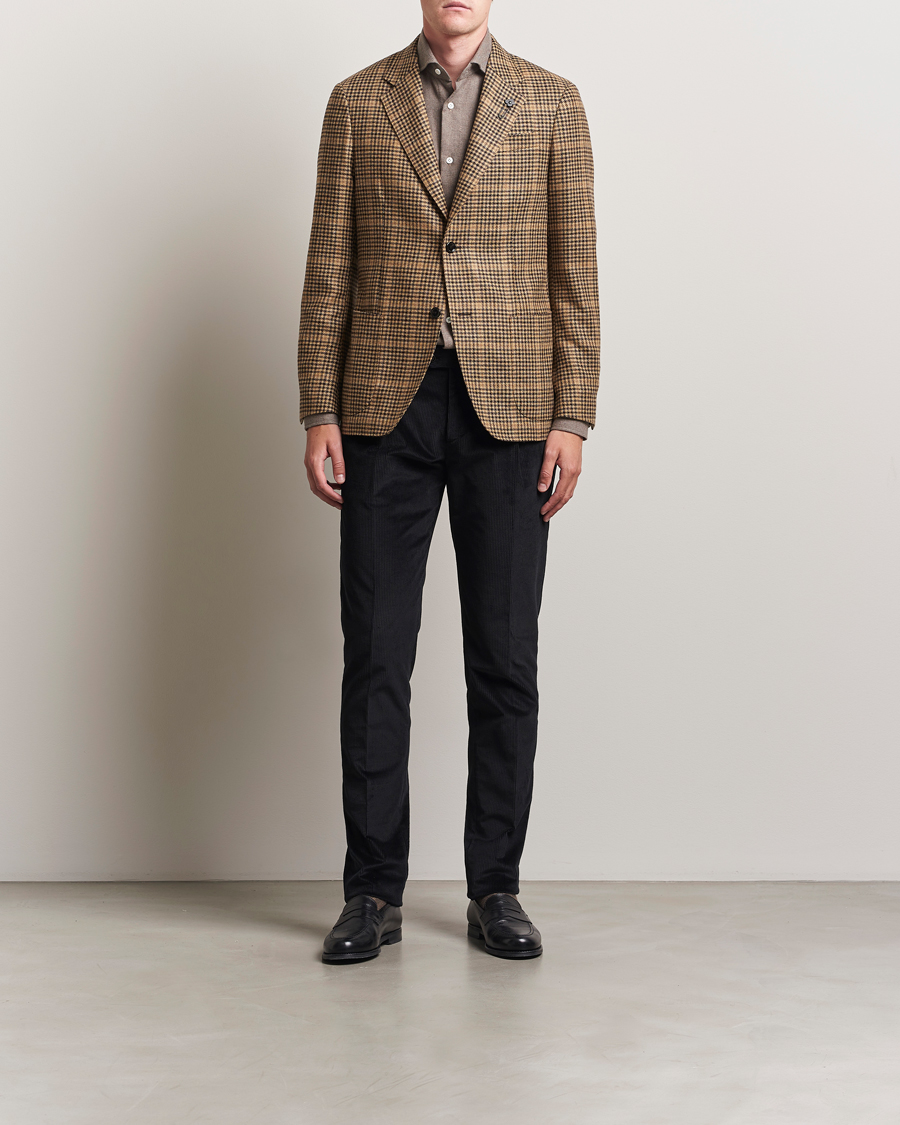 Men | Shirts | 100Hands | Herringbone Flannel Cut Away Shirt Caramel