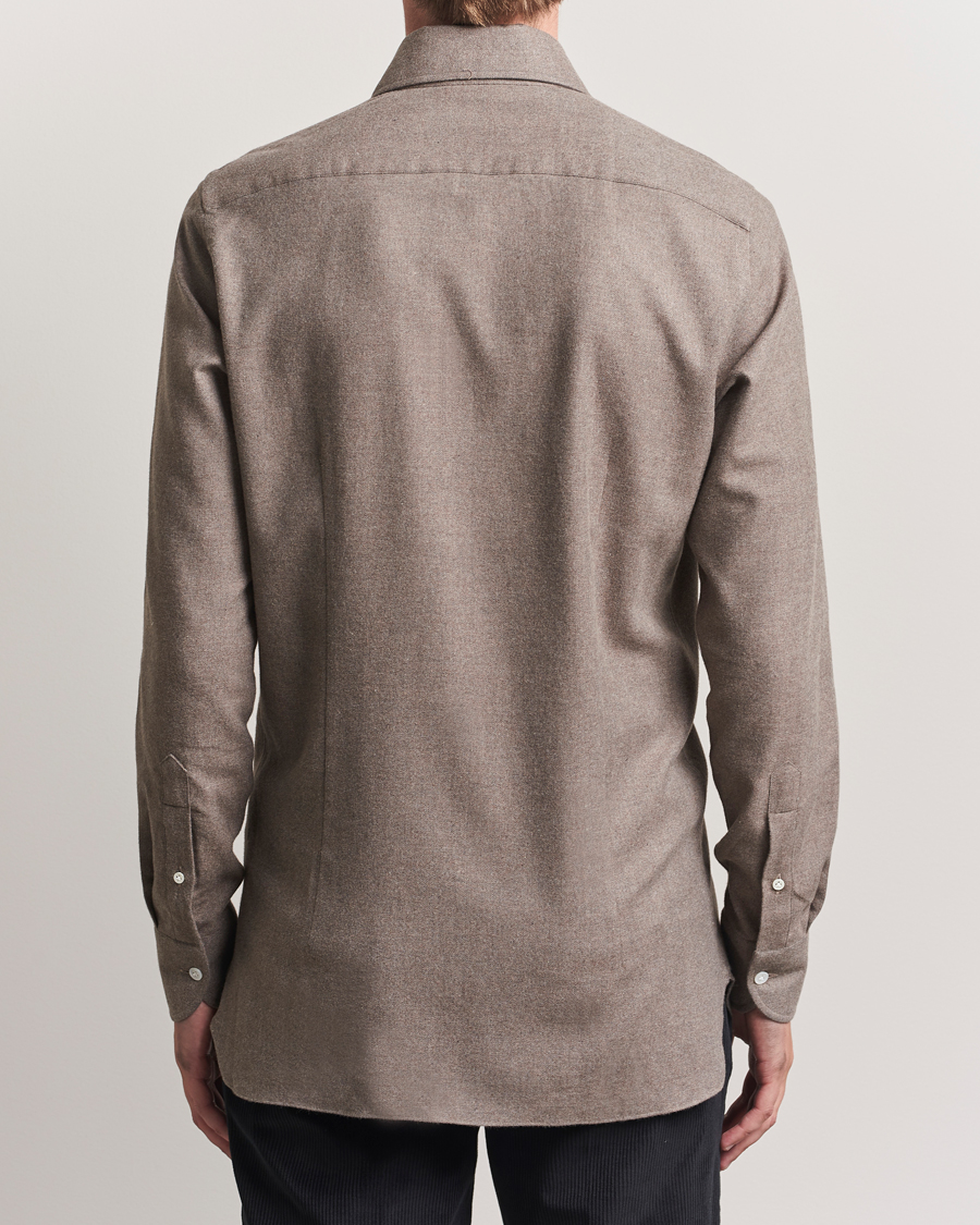 Men | Shirts | 100Hands | Herringbone Flannel Cut Away Shirt Caramel