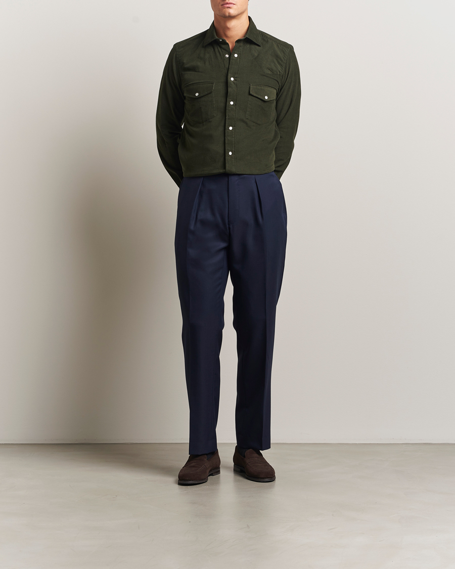 Men | Shirts | 100Hands | Western Cord Shirt Olive