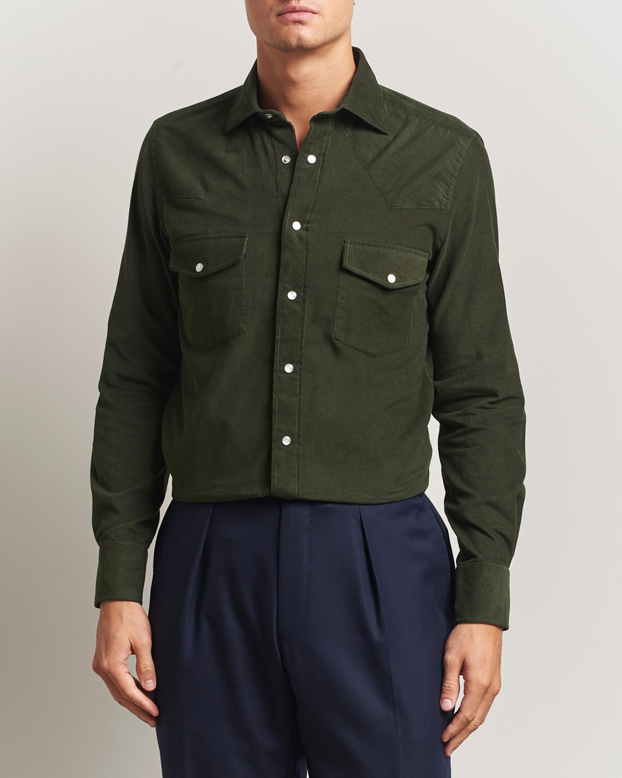 Men | Shirts | 100Hands | Western Cord Shirt Olive