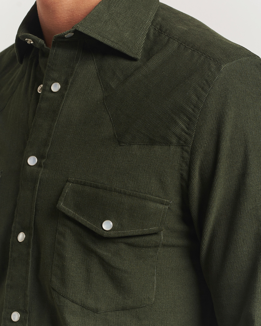 Men | Shirts | 100Hands | Western Cord Shirt Olive