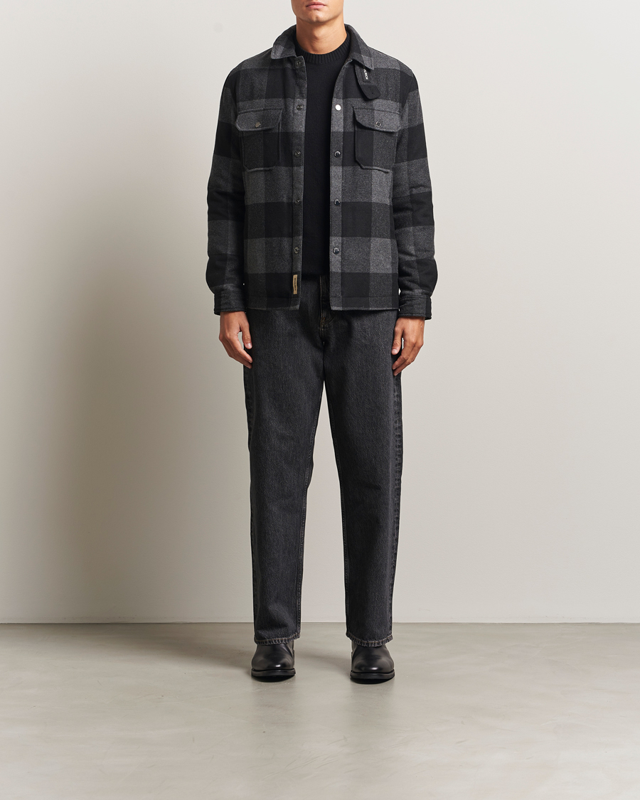 Men | Coats & Jackets | Woolrich | Alaskan Melton Wool Shirt Jacket Charcoal Buffalo