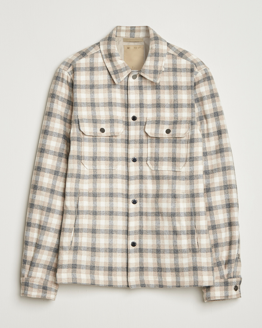 Men | Coats & Jackets | Woolrich | Alaskan Melton Wool Shirt Jacket Oatmeal Check