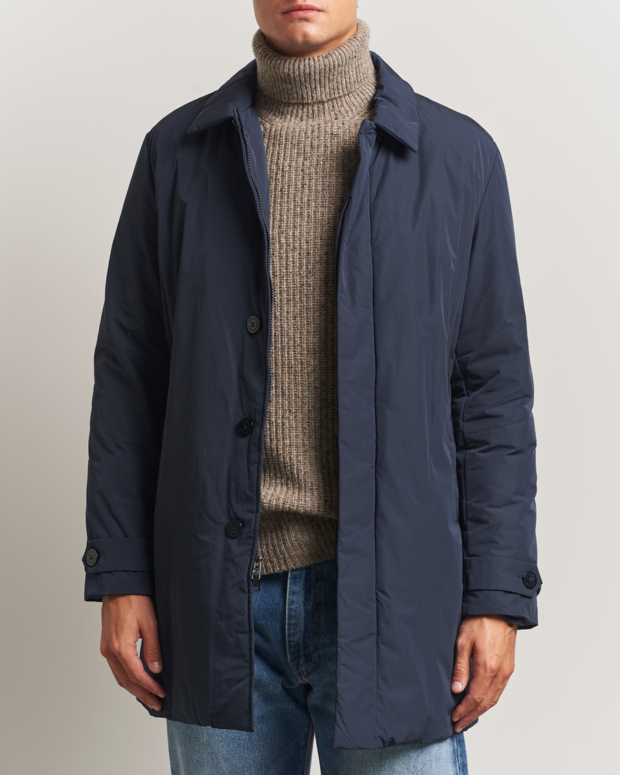 Men | Coats & Jackets | Woolrich | Peached Primaloft Padded Carcoat Melton Blue