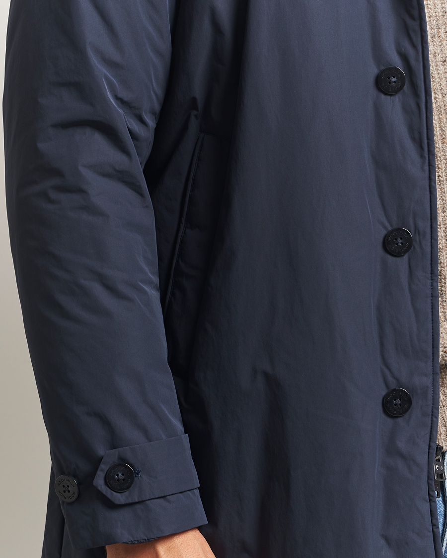 Men | Coats & Jackets | Woolrich | Peached Primaloft Padded Carcoat Melton Blue