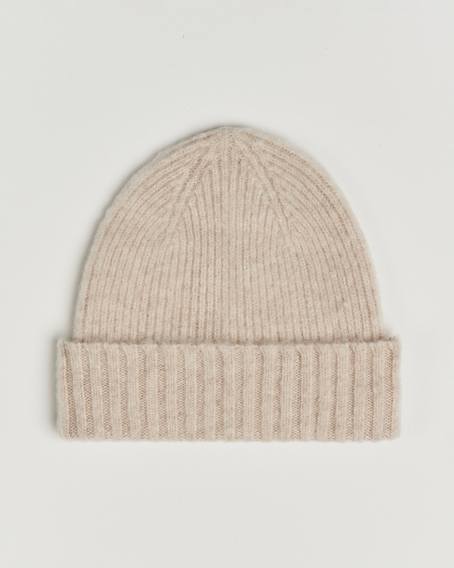 Men | Beanies | Robert Mackie | Rona Ribbed Shaggy Lambswool Beanie White