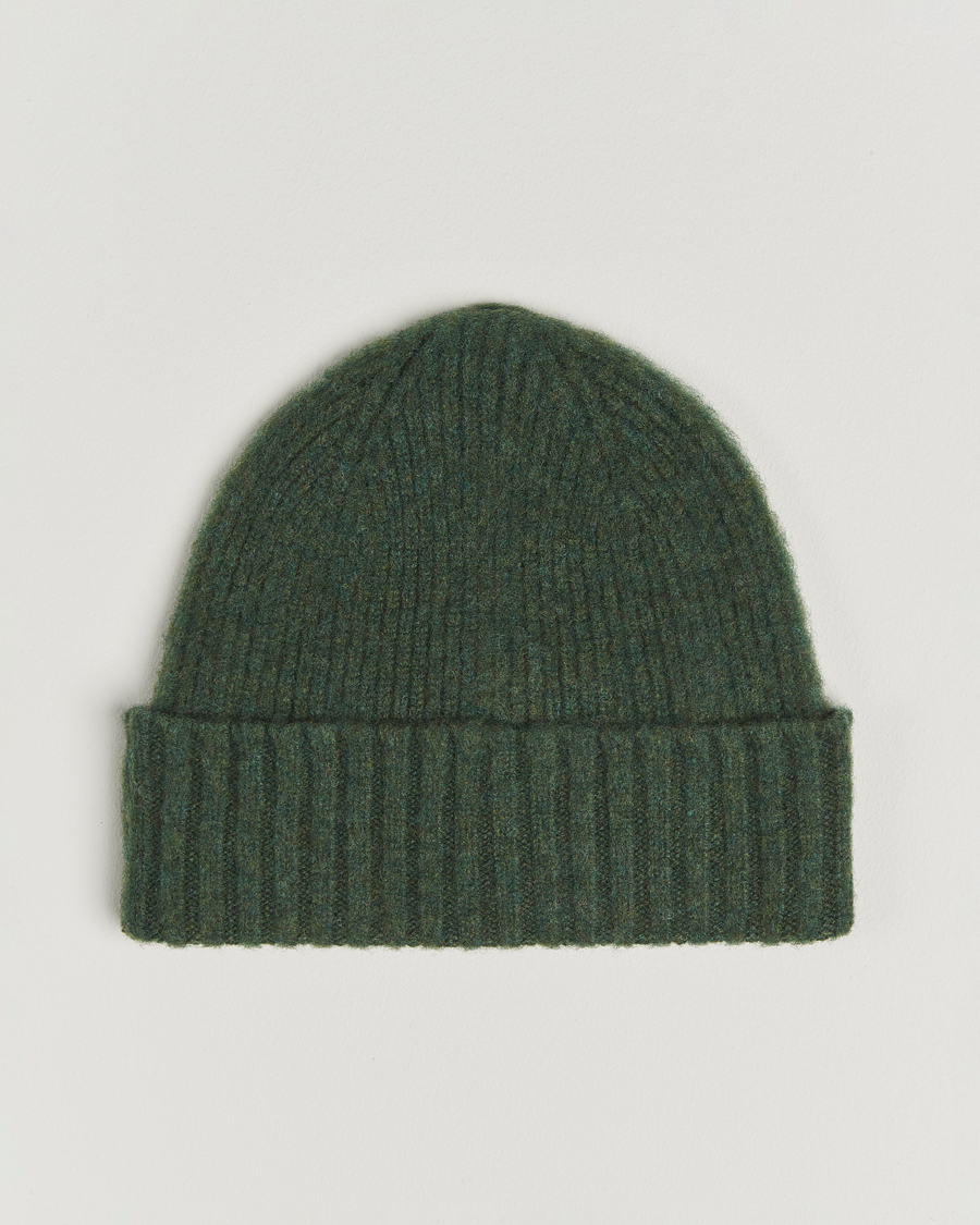 Men | Beanies | Robert Mackie | Rona Ribbed Shaggy Lambswool Beanie Green