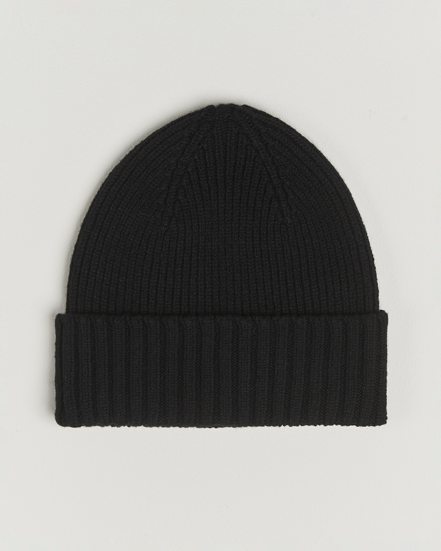 Men | Beanies | Robert Mackie | Kingswell Ribbed Wool/Cashmere Beanie Black