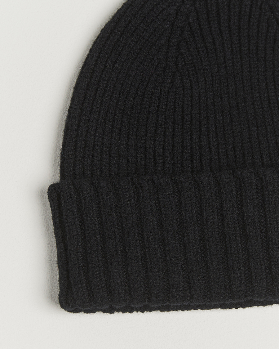 Men | Beanies | Robert Mackie | Kingswell Ribbed Wool/Cashmere Beanie Black